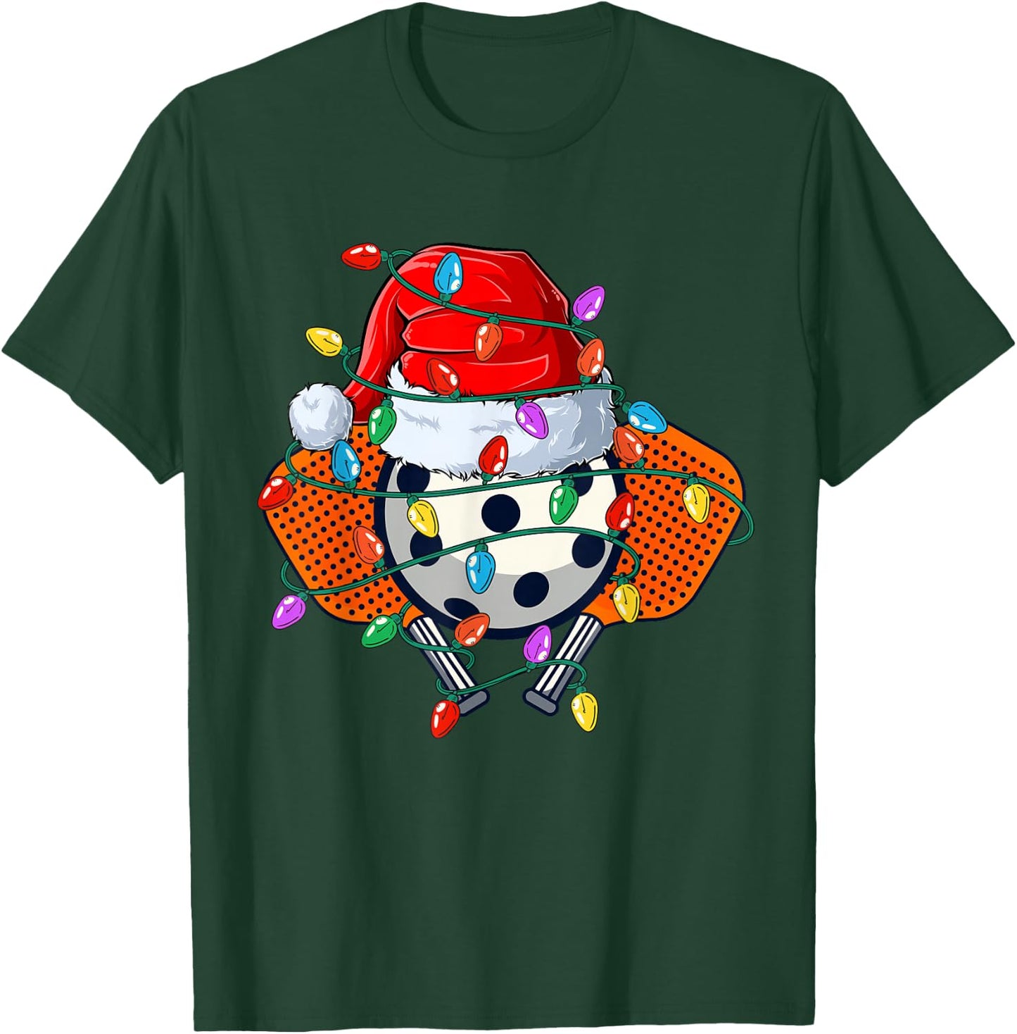 Christmas Pickleball Xmas Santa Sports Hat Ball Kids Boy Men T-Shirt - T-Shirt | Forest
