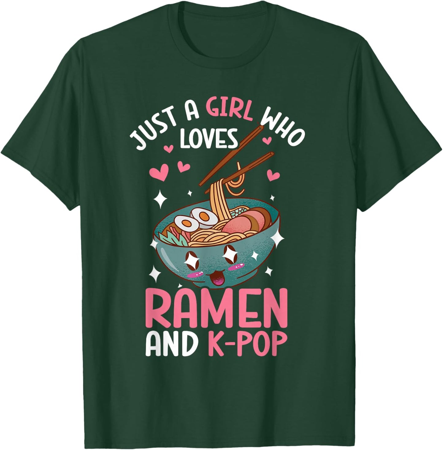 Just A Girl Who Loves Ramen And K-Pop Graphic For Teen Girls T-Shirt - T-Shirt | Forest
