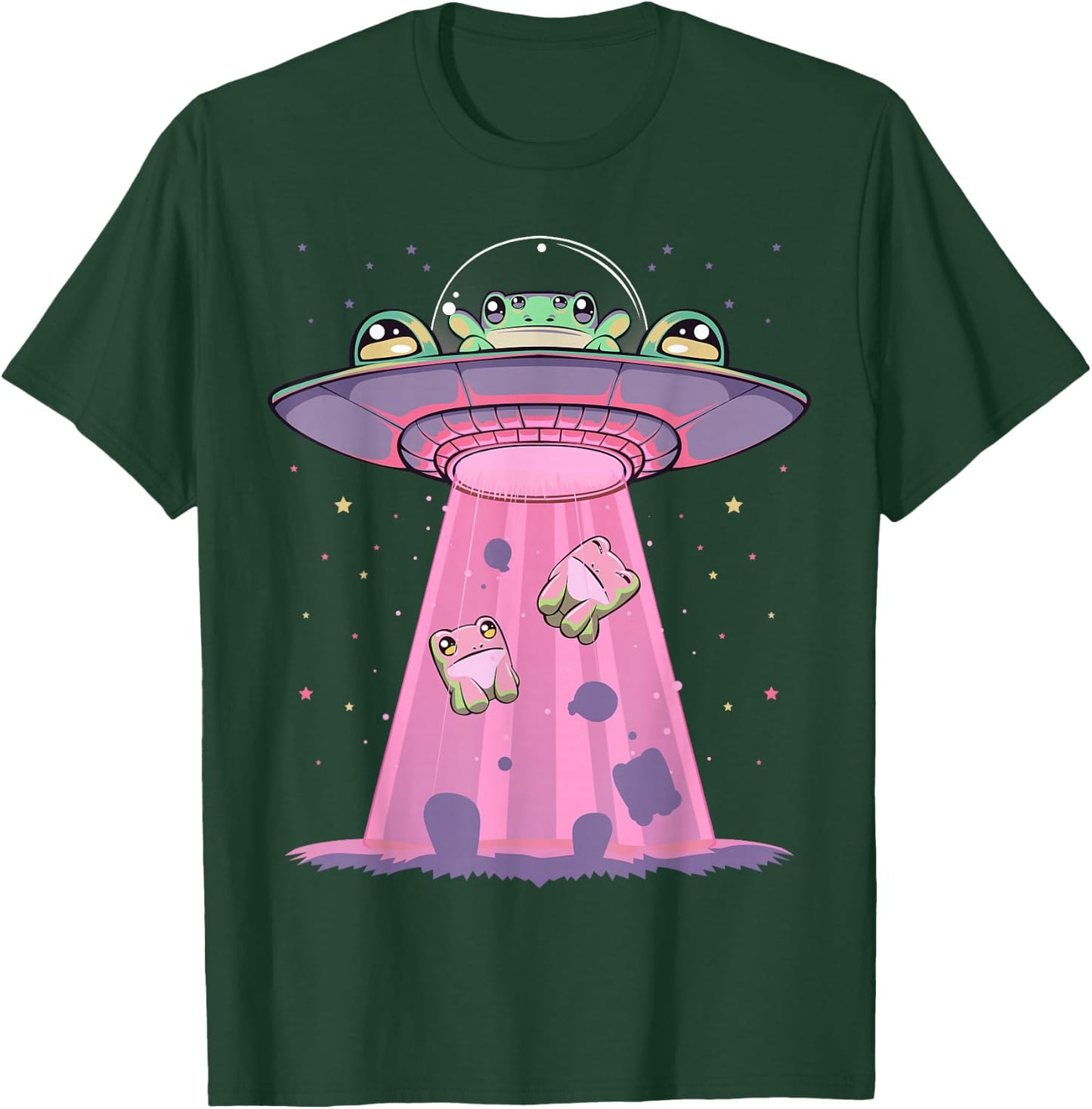 Kawaii Frogs UFO Aliens Frog T-Shirt - T-Shirt | Forest
