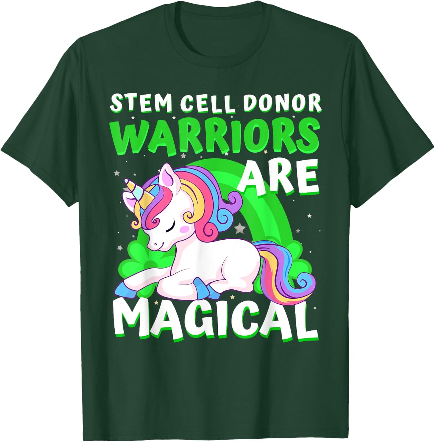 Warriors Magical Stem Cell Donor Awareness Ribbon Unicorn T-Shirt - T-Shirt | Forest