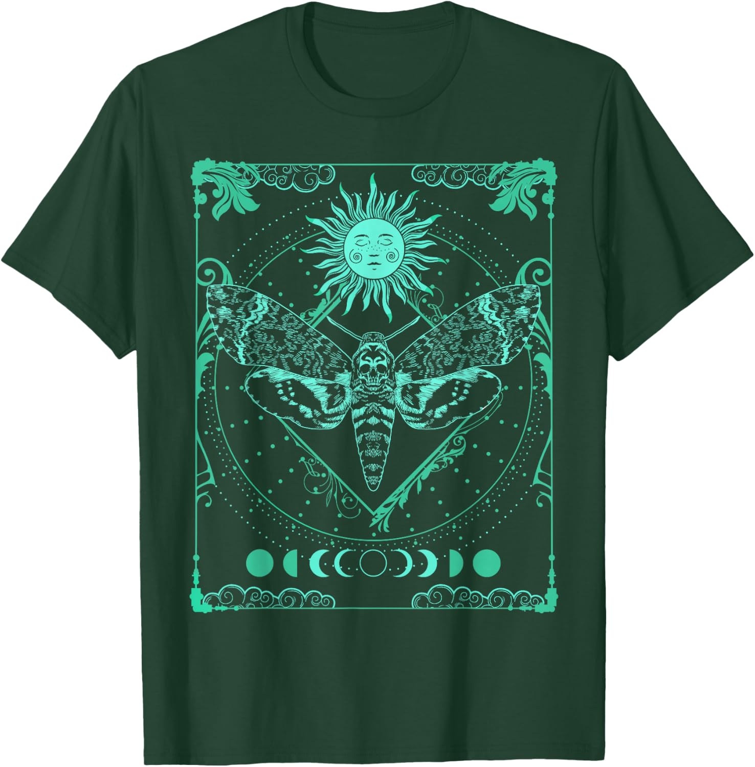 Tarot Card Death Moth Moon and Sun Gothic for Tarot Lover T-Shirt - T-Shirt | Forest