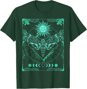 Tarot Card Death Moth Moon and Sun Gothic for Tarot Lover T-Shirt - T-Shirt | Forest