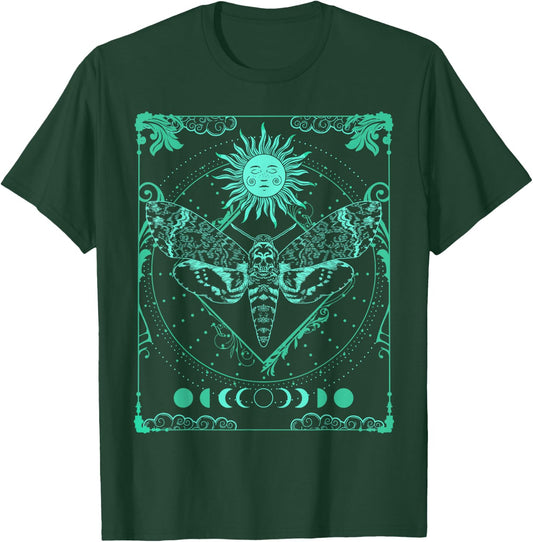 Tarot Card Death Moth Moon and Sun Gothic for Tarot Lover T-Shirt - T-Shirt | Forest