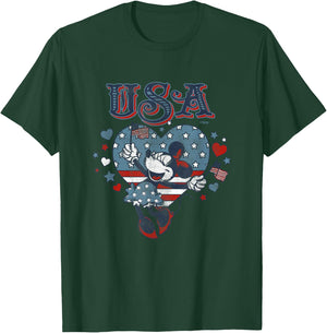 Disney Minnie Mouse with American Flags USA 4th of July T-Shirt - T-Shirt | Forest