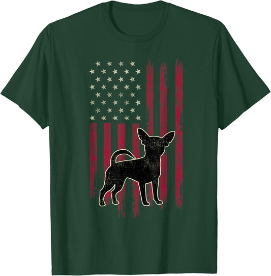 Chihuahua Dog Lovers American Flag 4th Of July T-Shirt - T-Shirt | Forest