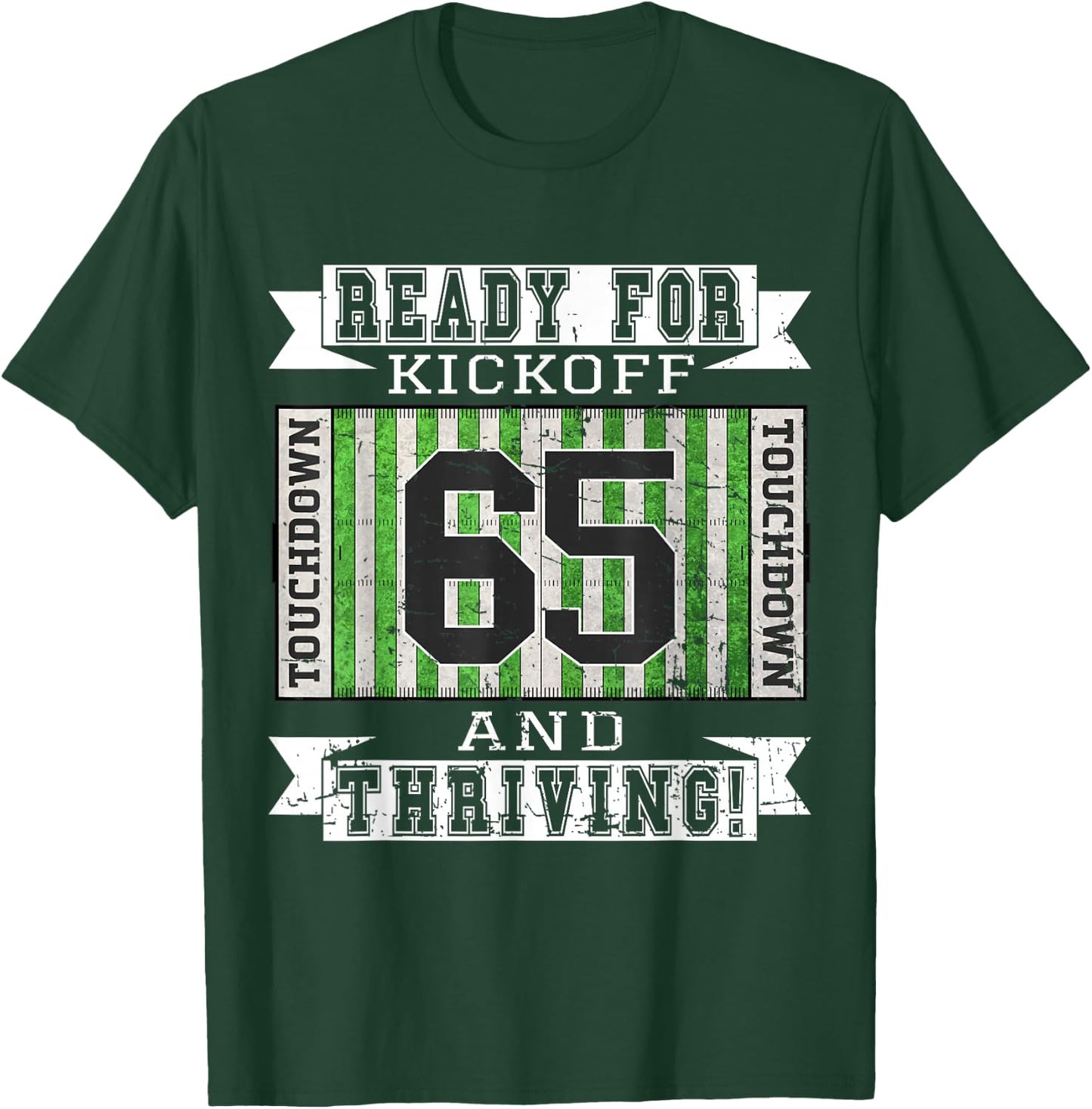 65th Football Birthday Party - 65 Years Old Football Fan T-Shirt - T-Shirt | Forest