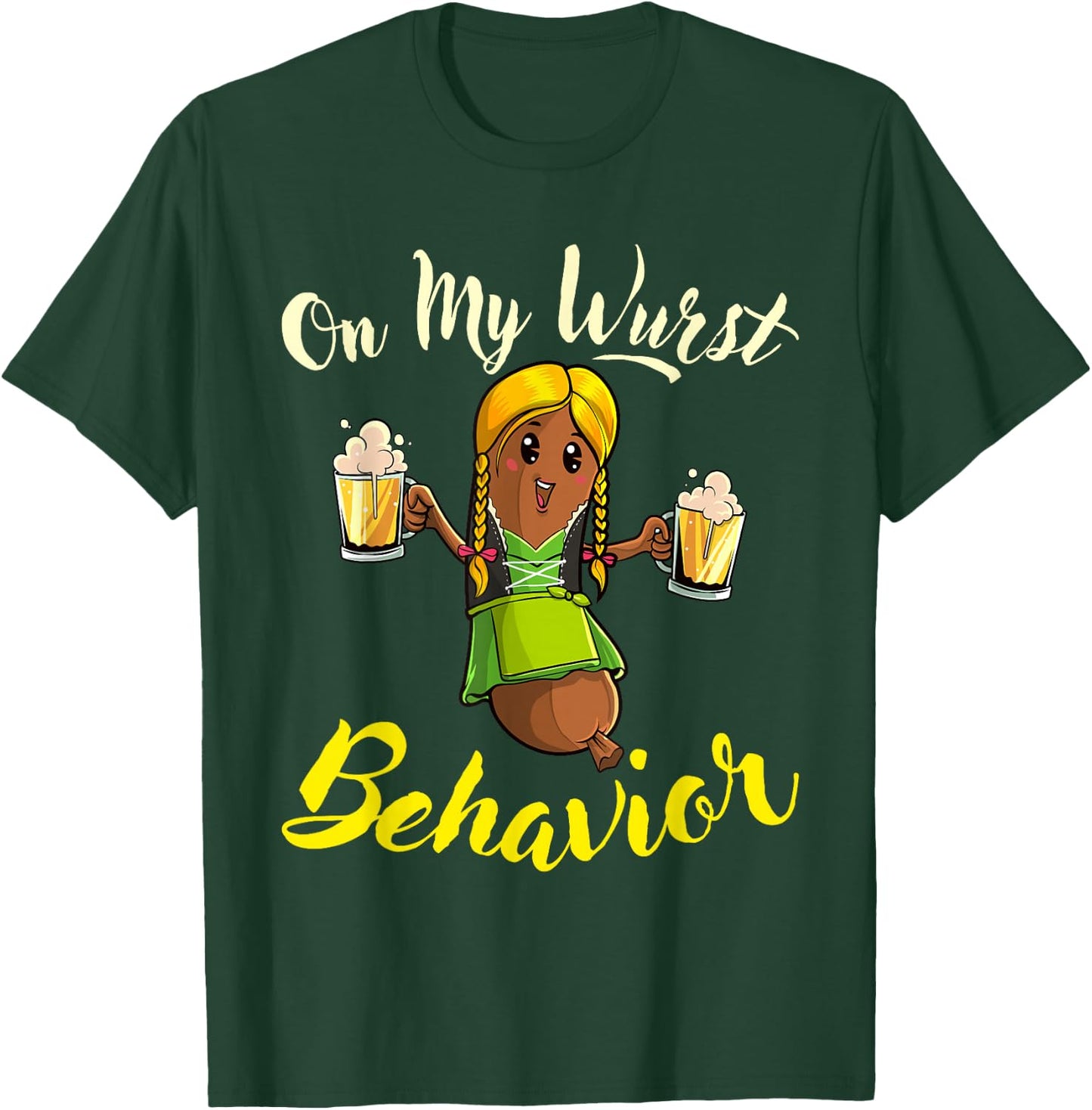 On My Wurst Behavior Funny Bratwurst German Oktoberfest T-Shirt - T-Shirt | Forest