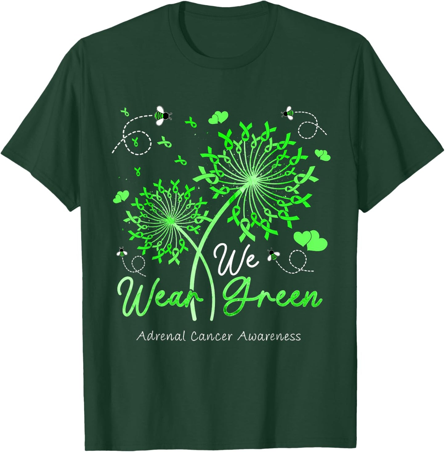 Dandelion We Wear Green Ribbon Adrenal Cancer Awareness T-Shirt - T-Shirt | Forest