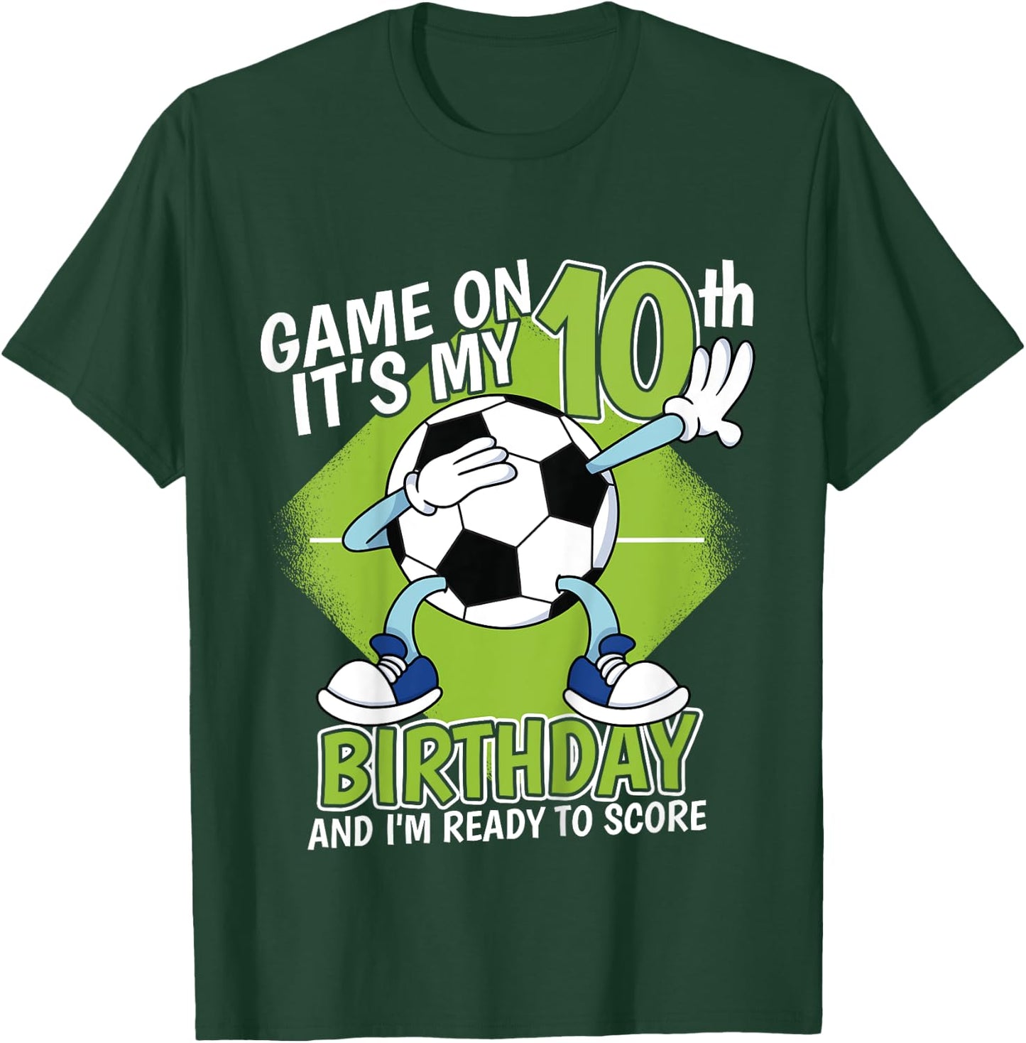Kids 10 Year Old Soccer Player Boy 10th Birthday Soccer Theme T-Shirt - T-Shirt | Forest
