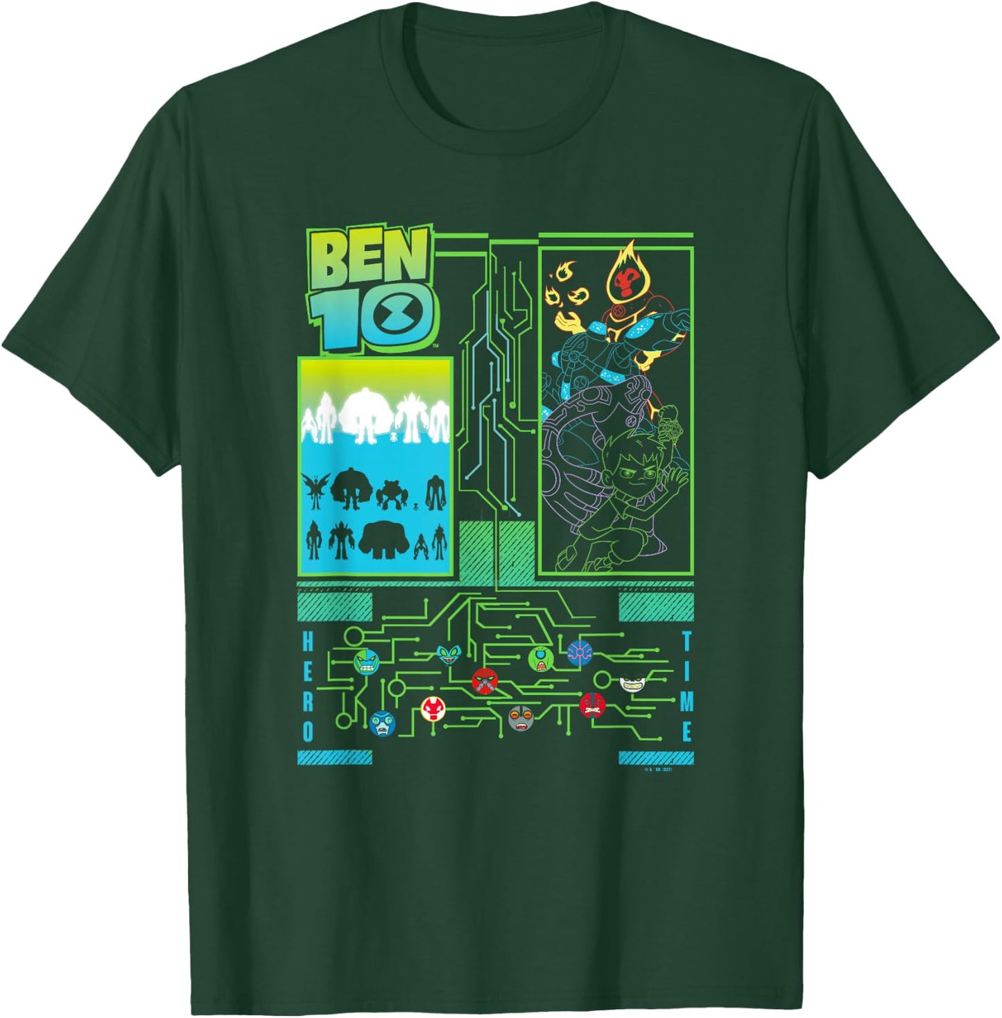 Ben 10 Group Cyber Tech Poster T-Shirt - T-Shirt | Forest