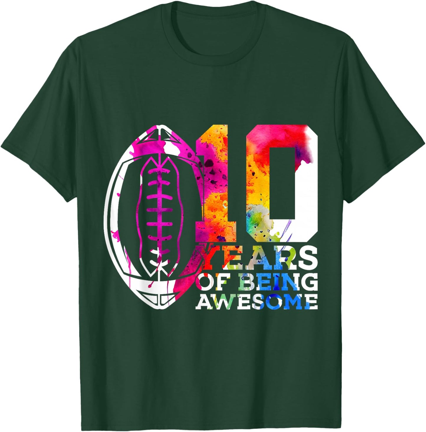 10 Years of Being Awesome Football 10th Birthday T-Shirt - T-Shirt | Forest