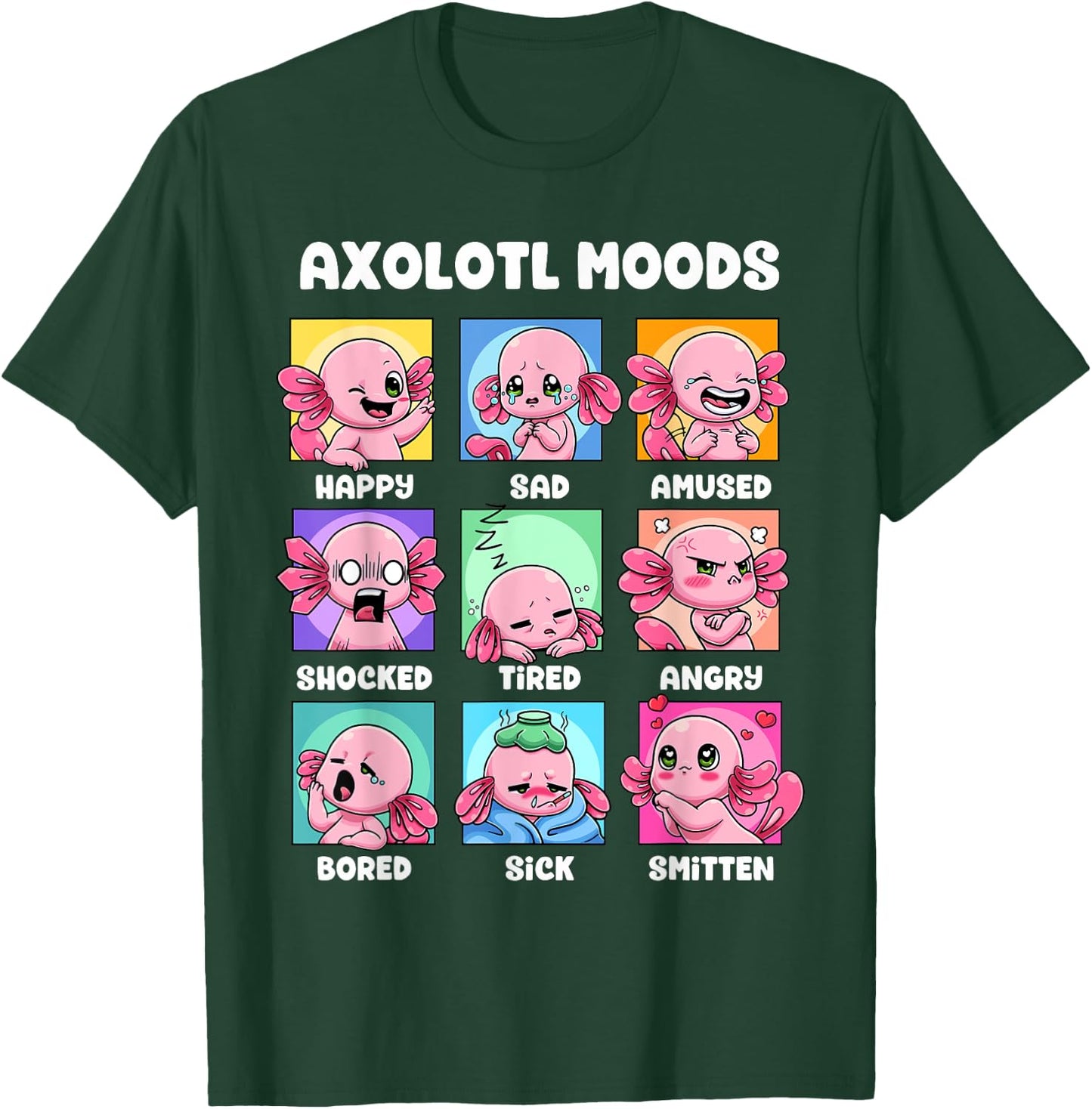 Axolotl Shirt - Kawaii Axolotl Moods Anime Axolotl Costume T-Shirt - T-Shirt | Forest