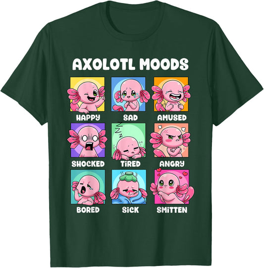 Axolotl Shirt - Kawaii Axolotl Moods Anime Axolotl Costume T-Shirt - T-Shirt | Forest