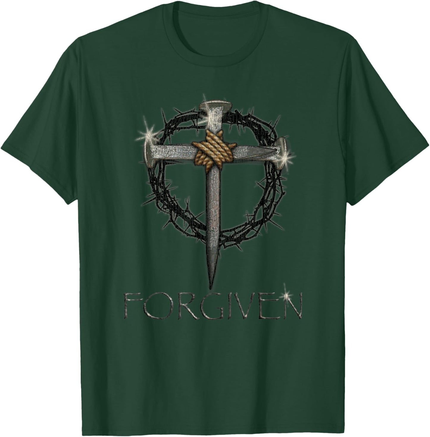 Vintage Forgiven 3 Nails Crown Of Thorns T-Shirt - T-Shirt | Forest