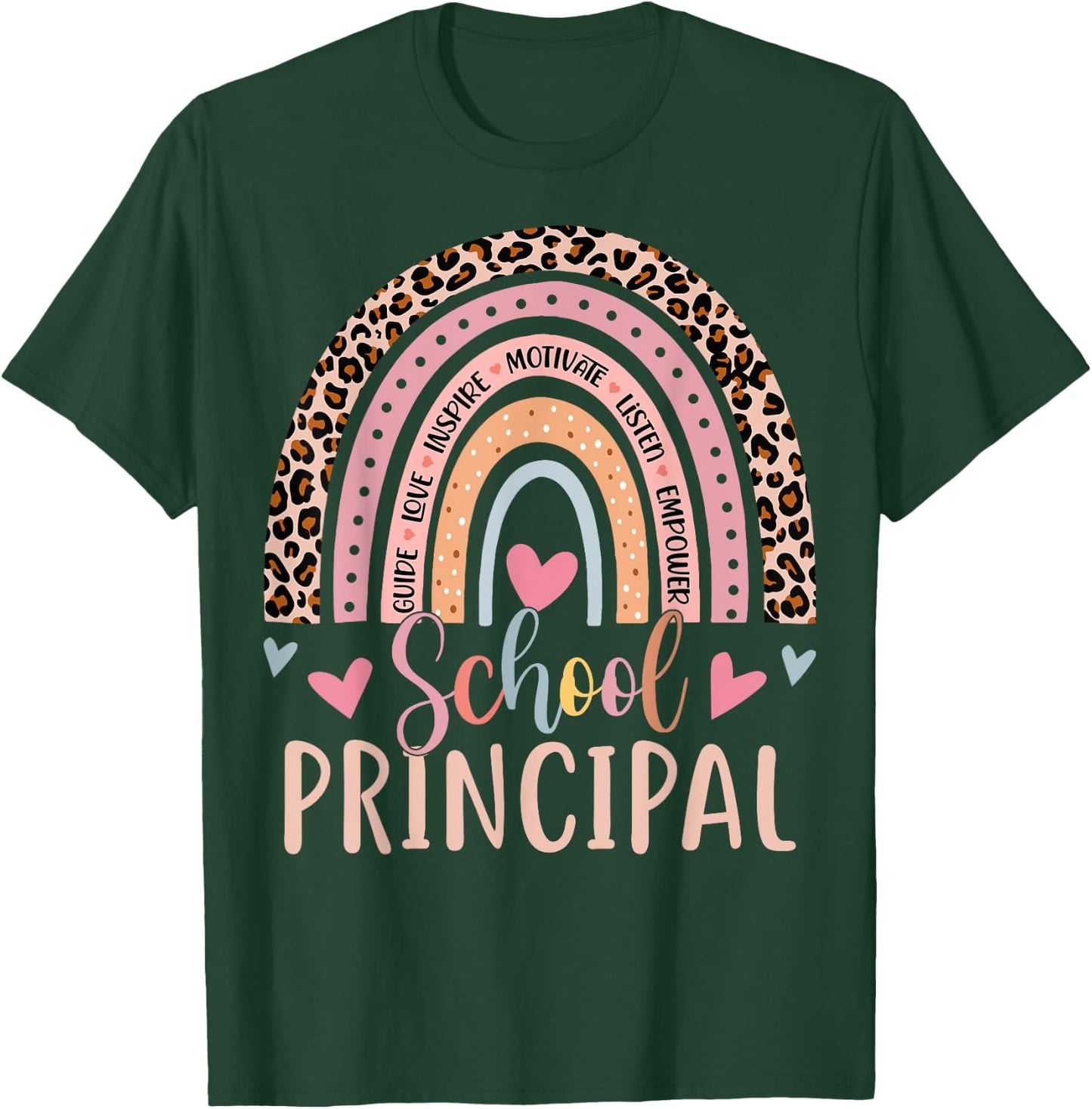 School Principal Rainbow Leopard Funny School Principal T-Shirt - T-Shirt | Forest