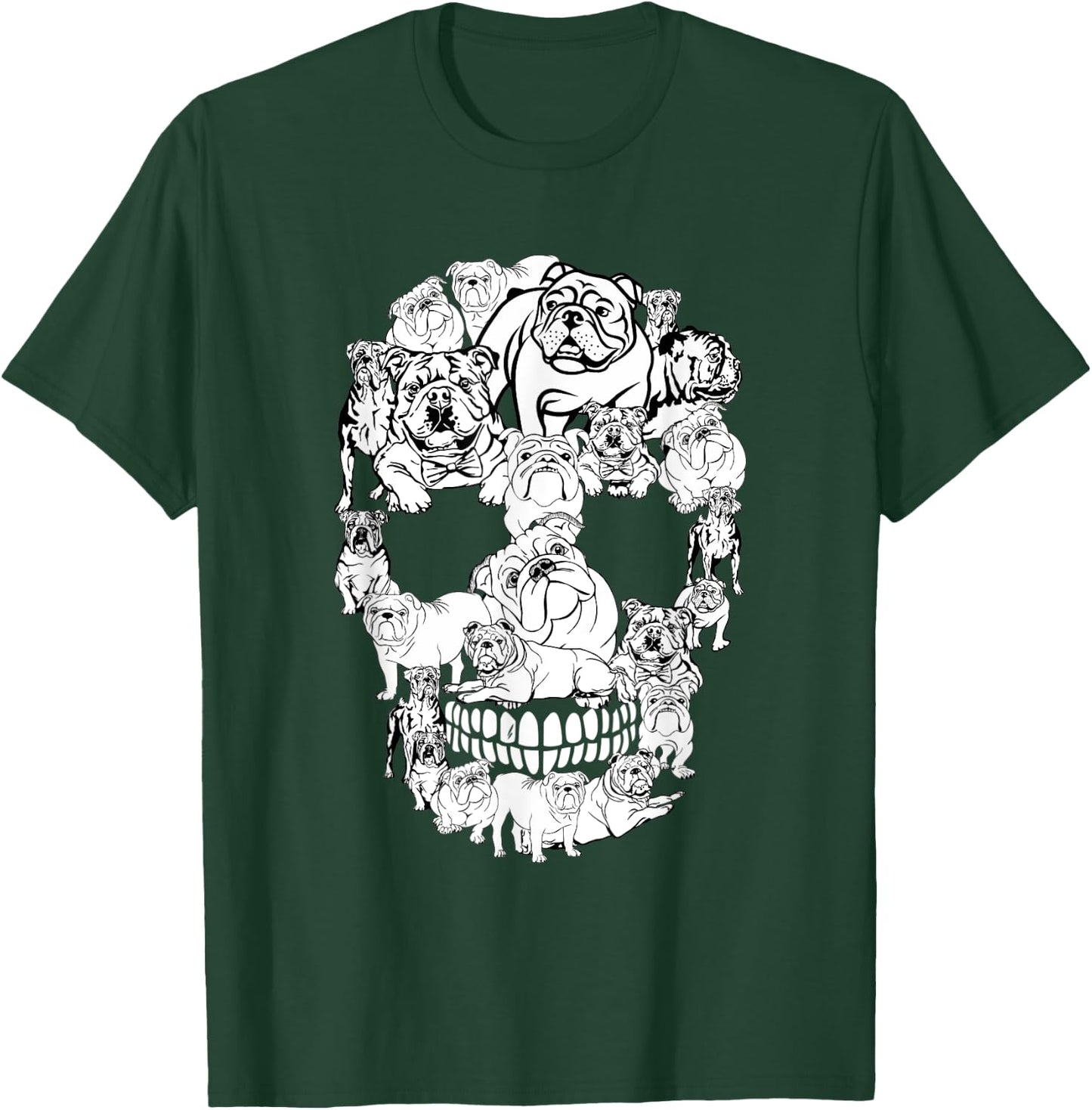 English Bulldog Skull Dog Lovers Horror Halloween Costumes Men Women Kids T-Shirt - T-Shirt | Forest