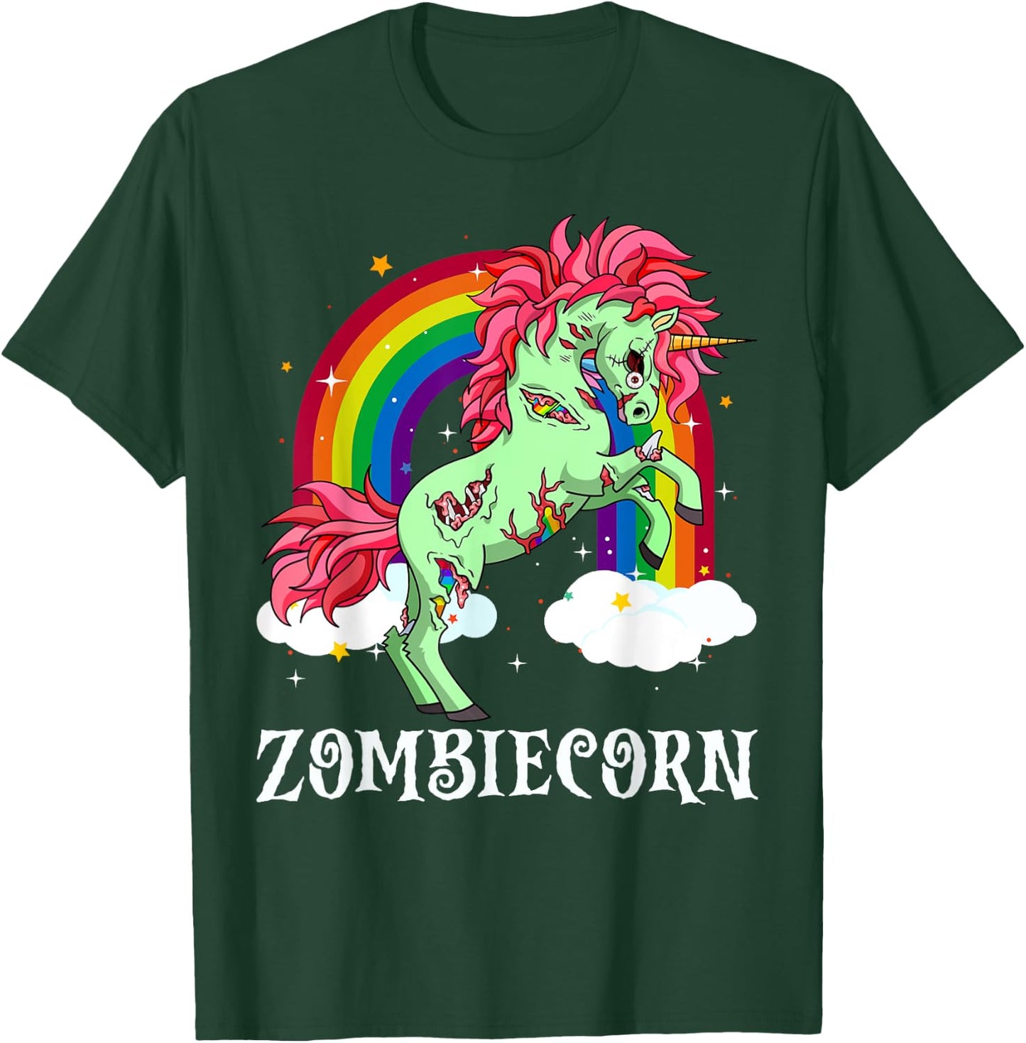 Zombiecorn Zombie Unicorn Halloween Women Girls Rainbow T-Shirt - T-Shirt | Forest