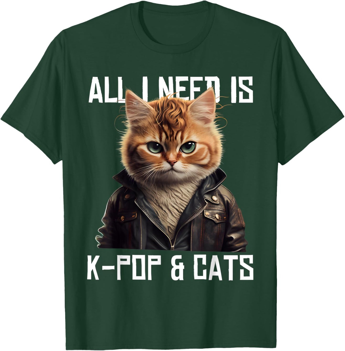 All I Need Is K-Pop and Cats KPop Music Outfit Dress Korean T-Shirt - T-Shirt | Forest