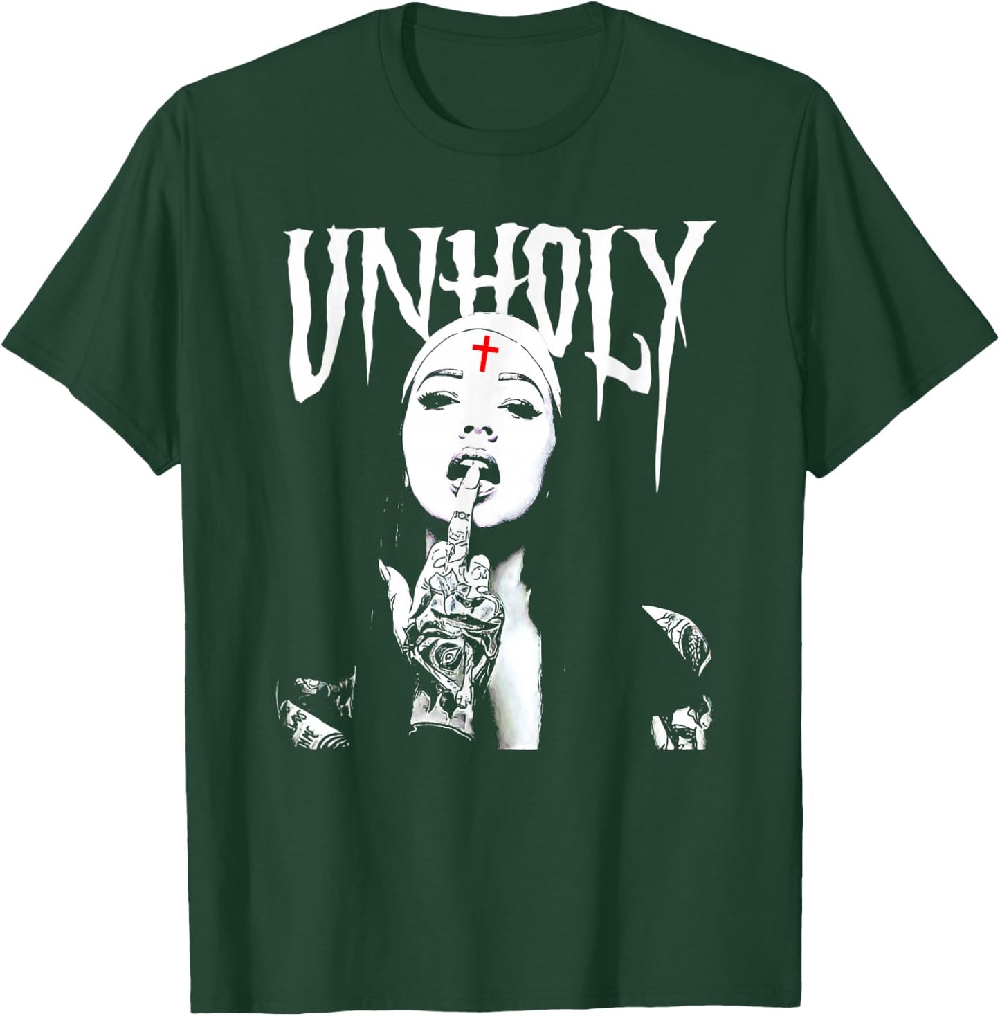 Satanic Nun Tattoos Unholy T-Shirt - T-Shirt | Forest