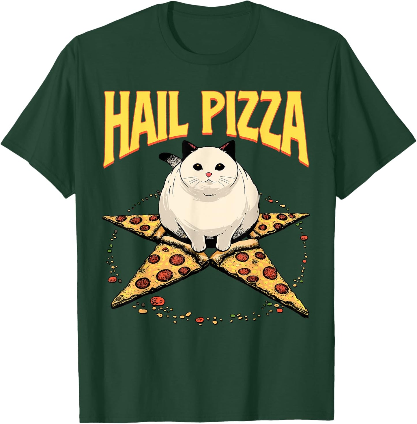 Hail Pizza Shirt Satanic Pizza Pentagram Cat Occult Lucifer Women T-Shirt - T-Shirt | Forest