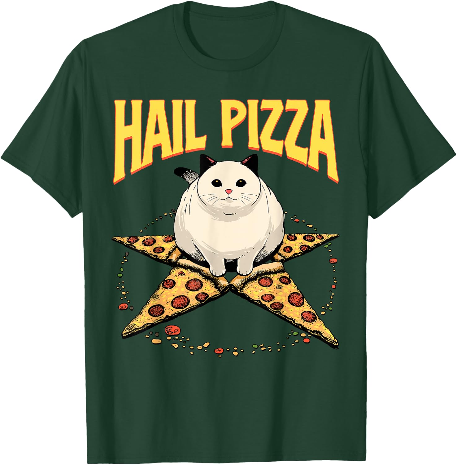 Hail Pizza Shirt Satanic Pizza Pentagram Cat Occult Lucifer Women T-Shirt - T-Shirt | Forest