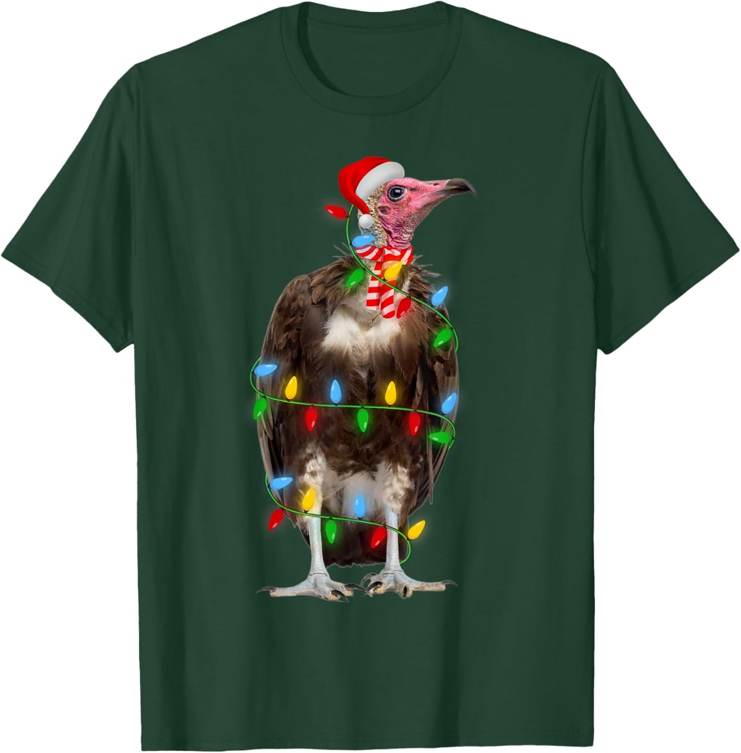 Vulture Bird Xmas Lighting Holiday Santa Vulture Christmas T-Shirt - T-Shirt | Forest