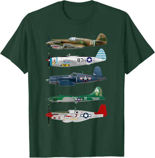 WW2 Planes Warbirds Warplanes T-Shirt - T-Shirt | Forest