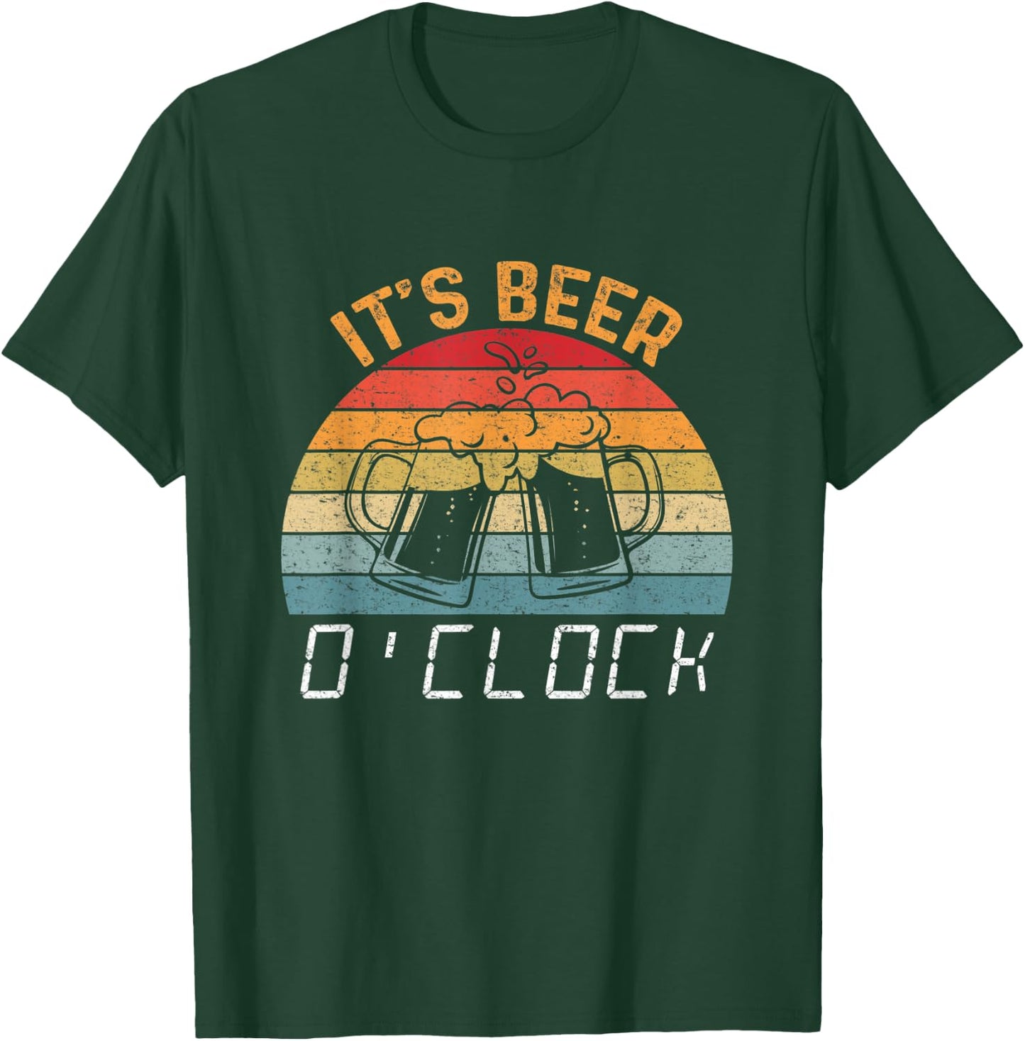 It's Beer O'clock Beer Time Drinkers Funny Retro Vintage T-Shirt - T-Shirt | Forest