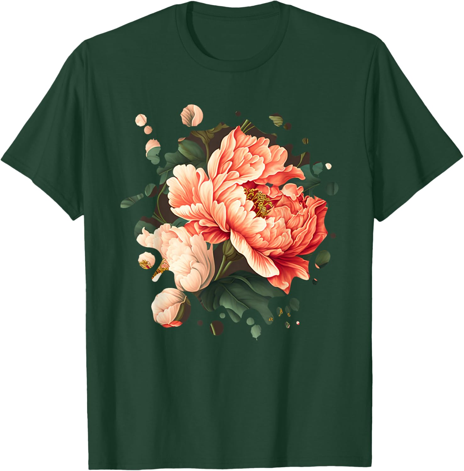 Vintage Peony Inspired Flower Plant Lover Funny gardening T-Shirt - T-Shirt | Forest