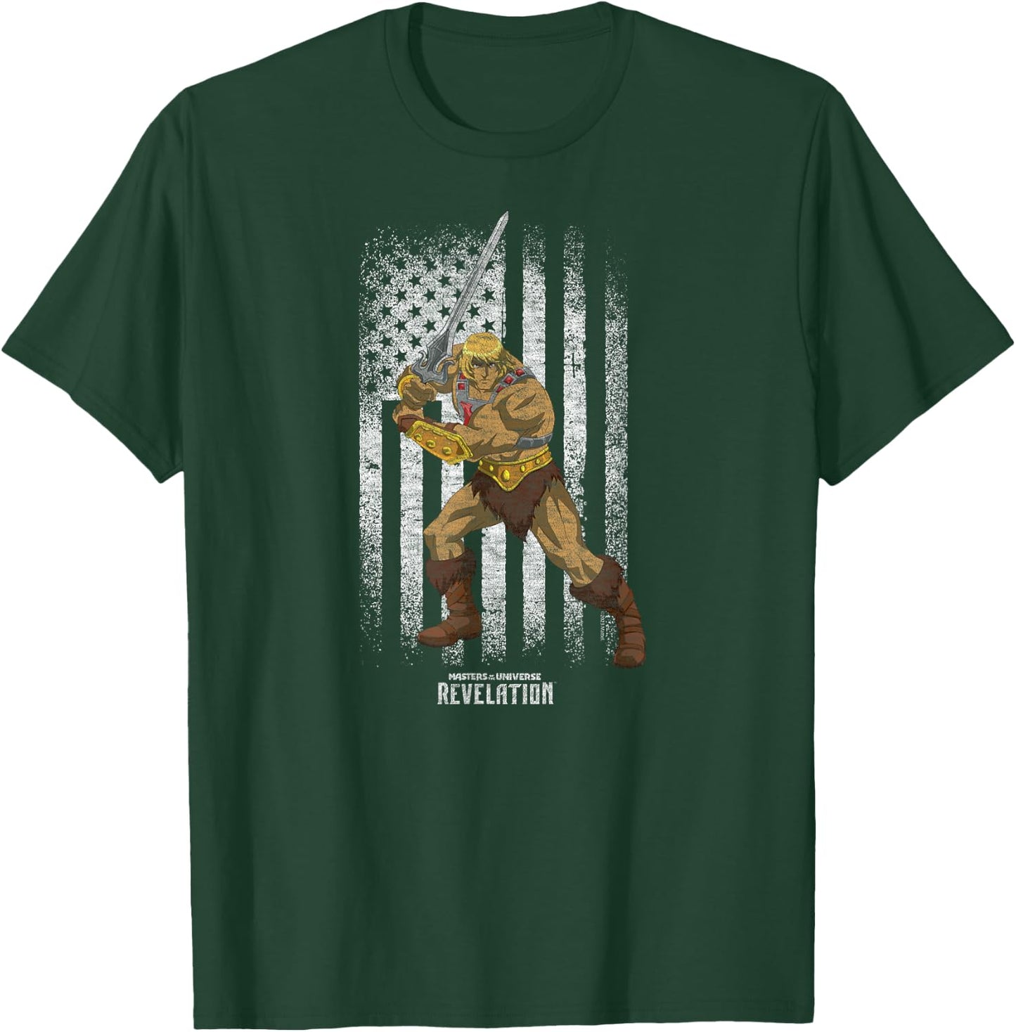 Masters of The Universe - He-Man Distressed Flag T-Shirt - T-Shirt | Forest