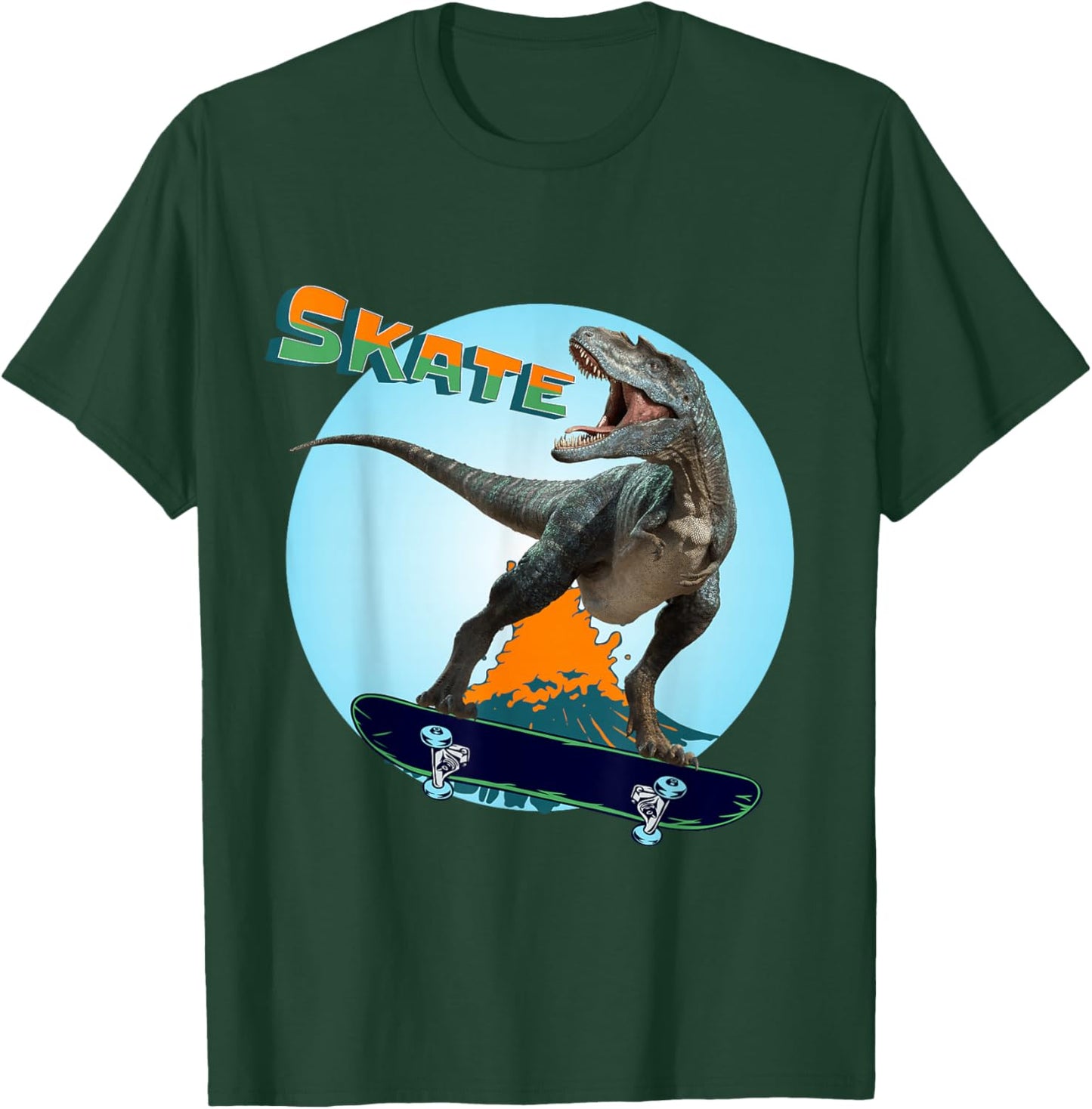 Cool Boys Skateboarding T Rex Dinosaur Skateboard Skate T-Shirt - T-Shirt | Forest