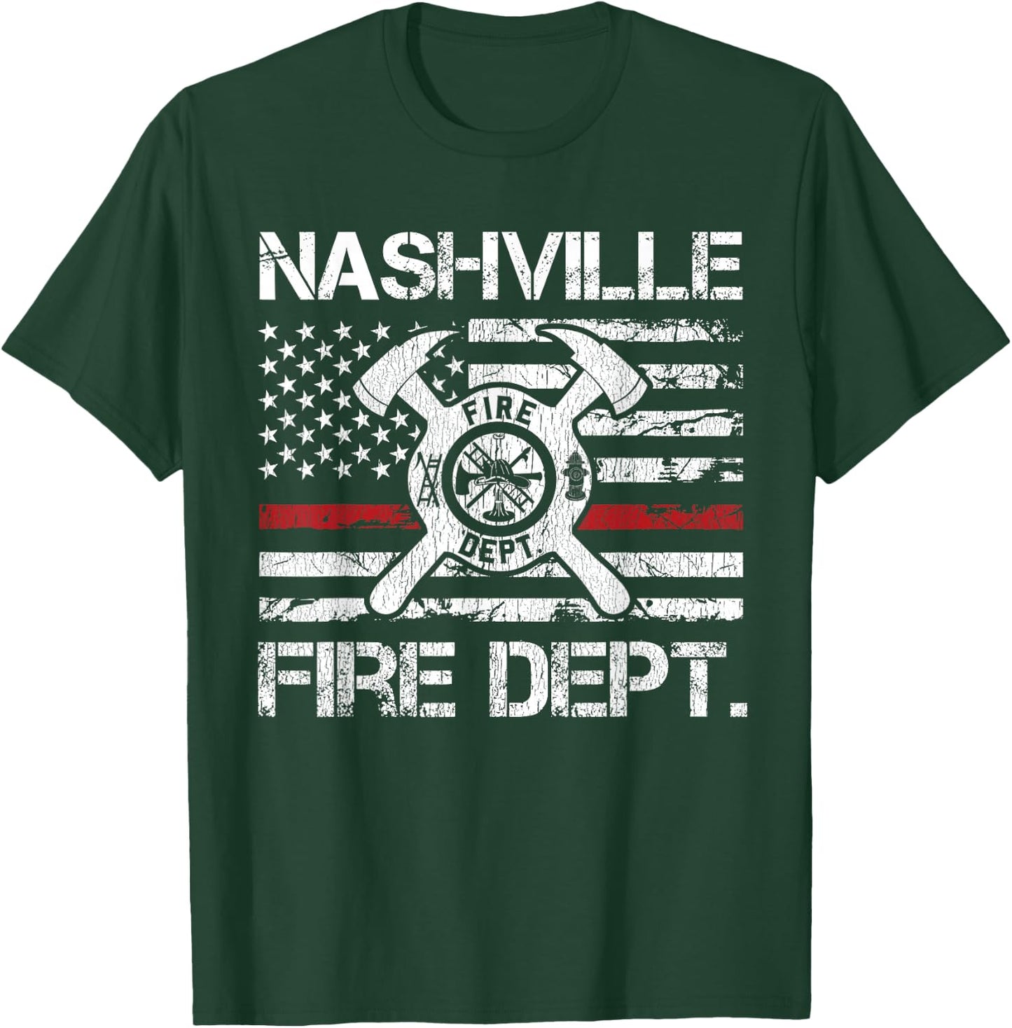 Nashville Tennessee Fire Department Thin Red Line Fireman T-Shirt - T-Shirt | Forest