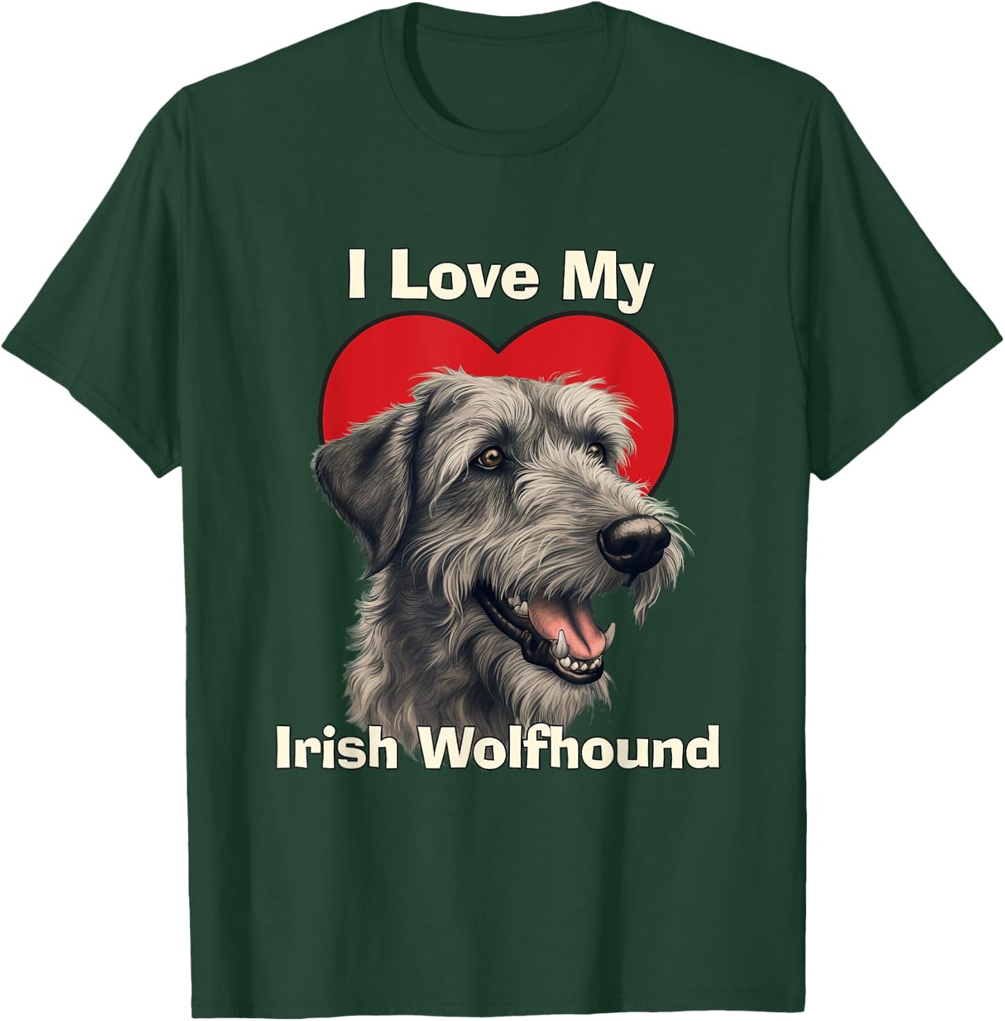 I Love My Irish Wolfhound Puppy Dog Men Women Kids T-Shirt - T-Shirt | Forest