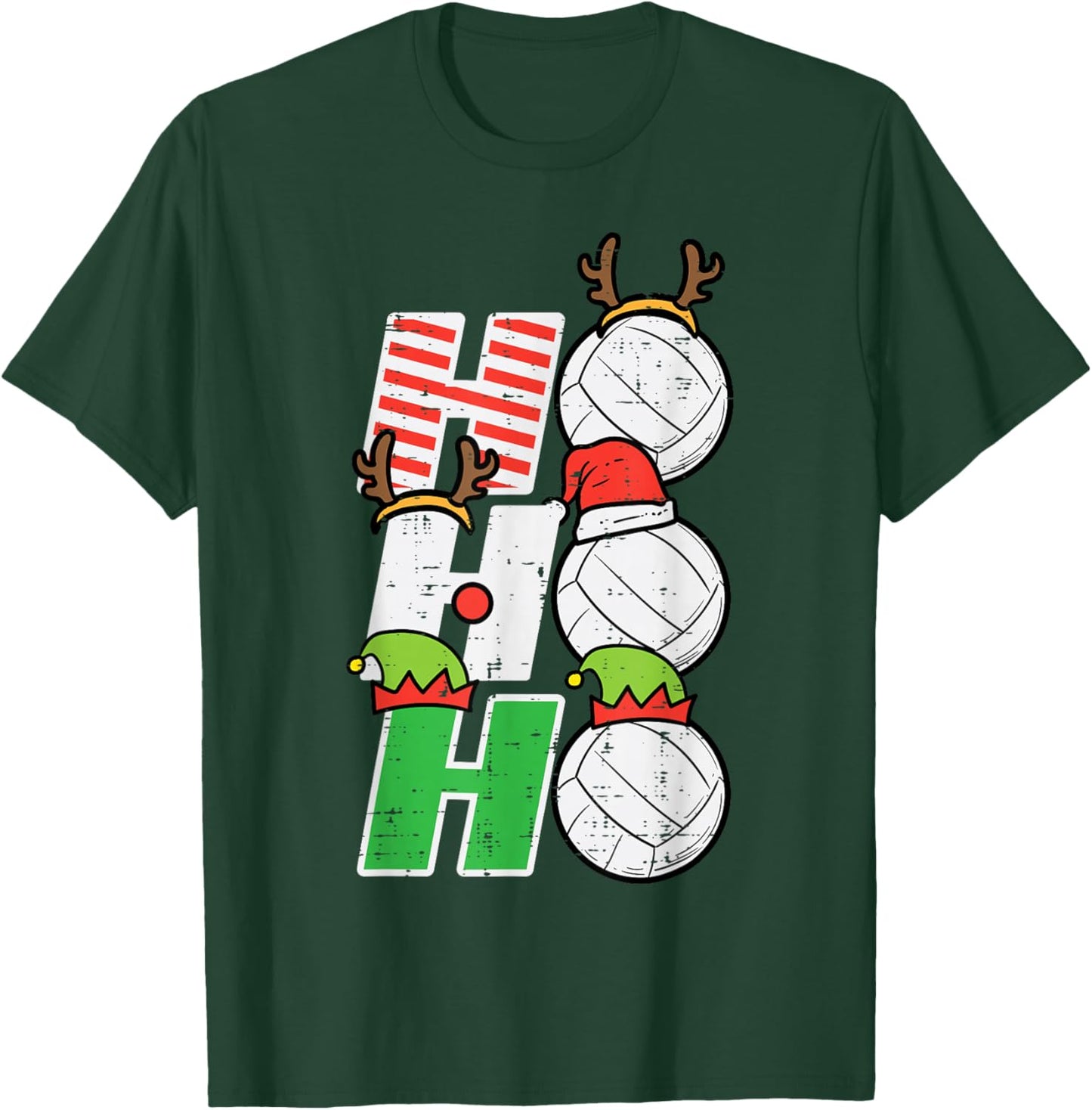 Christmas Volleyball Ho Ho Ho Xmas Sports Men Women Kids T-Shirt - T-Shirt | Forest