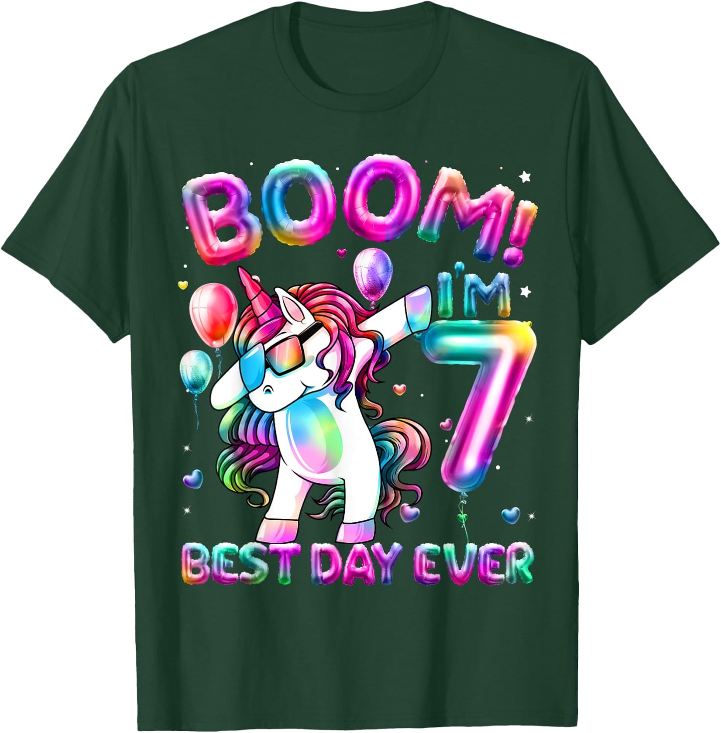 7 Years Old Dabbing Unicorn Gifts 7th Birthday Girl Party T-Shirt - T-Shirt | Forest