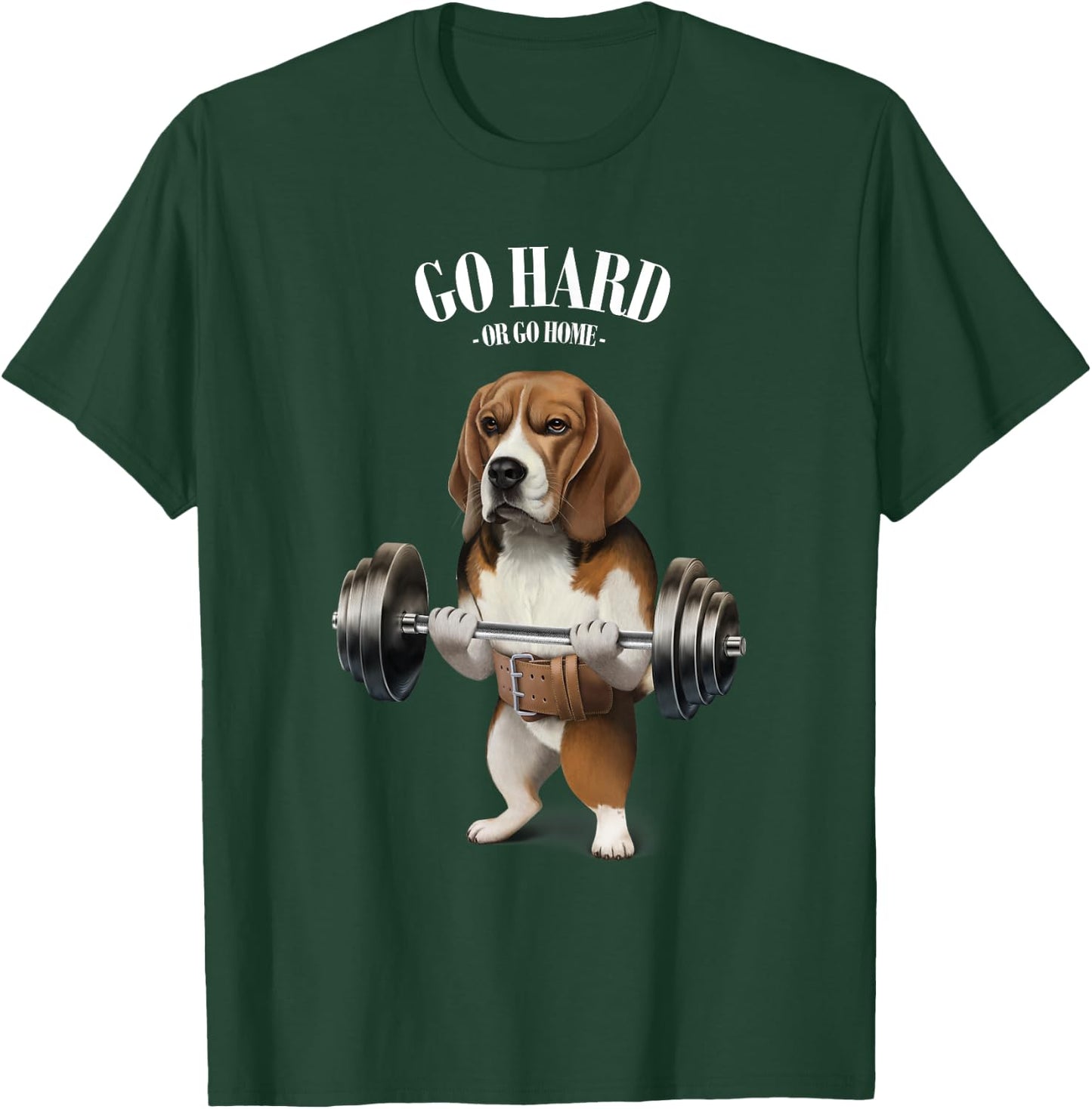 Beagle Dog Weightlifting in Fitness Gym T-Shirt - T-Shirt | Forest