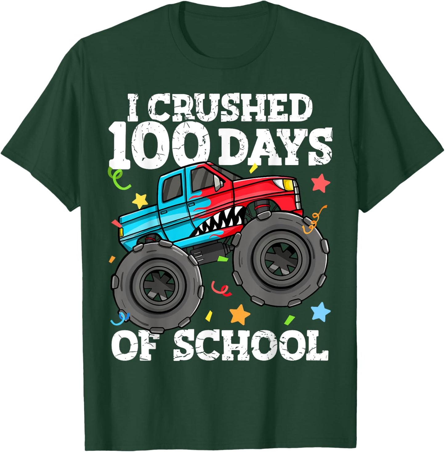 100 Days of School Monster Truck 100th Day of School Boys T-Shirt - T-Shirt | Forest