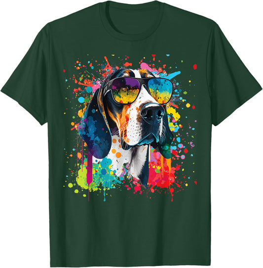 Treeing Walker Coonhound, Colorful Treeing Walker Coonhound T-Shirt - T-Shirt | Forest