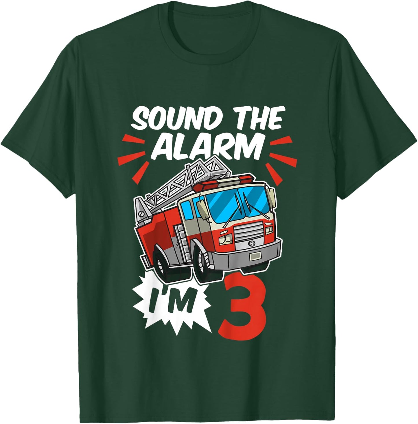 Firefighter I'm 3 Birthday Fire Truck 3rd birthday T-Shirt - T-Shirt | Forest
