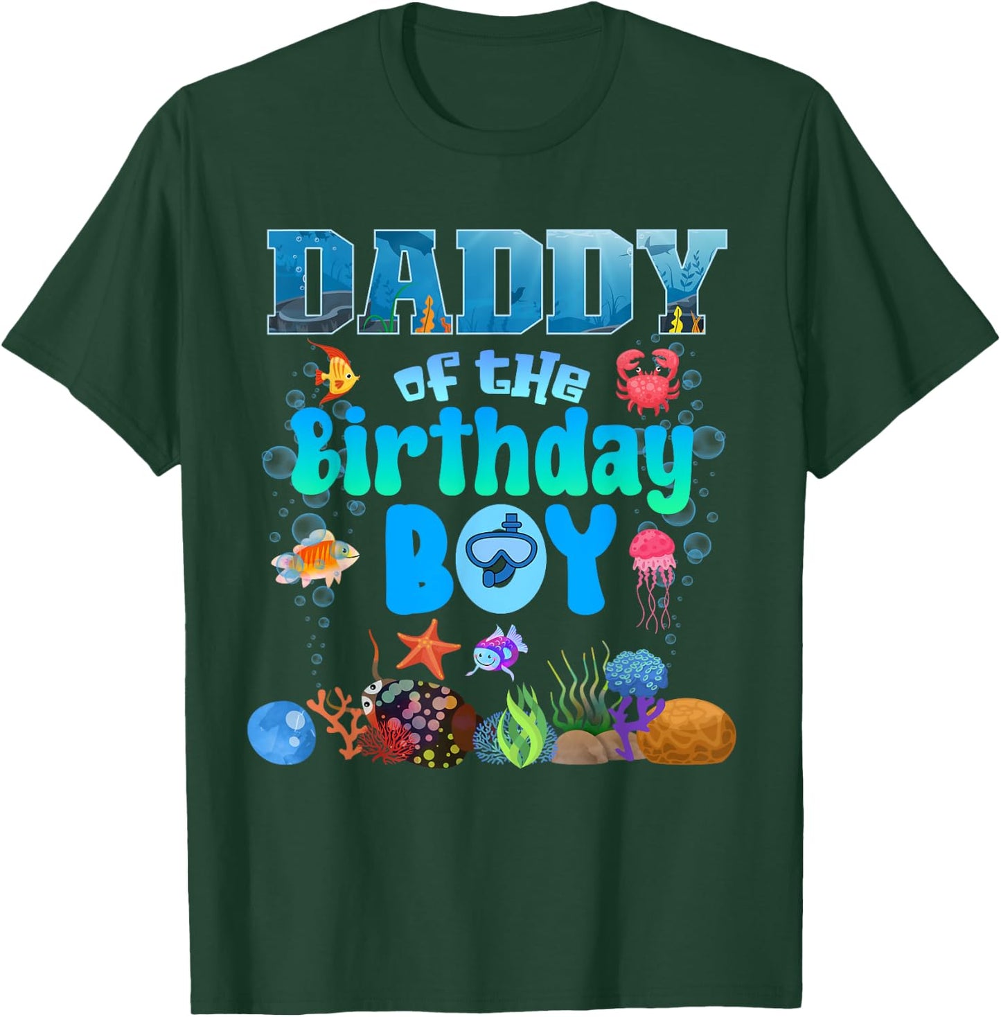 Daddy Of The Birthday Boy Aquarium Sea Animals Matching T-Shirt - T-Shirt | Forest