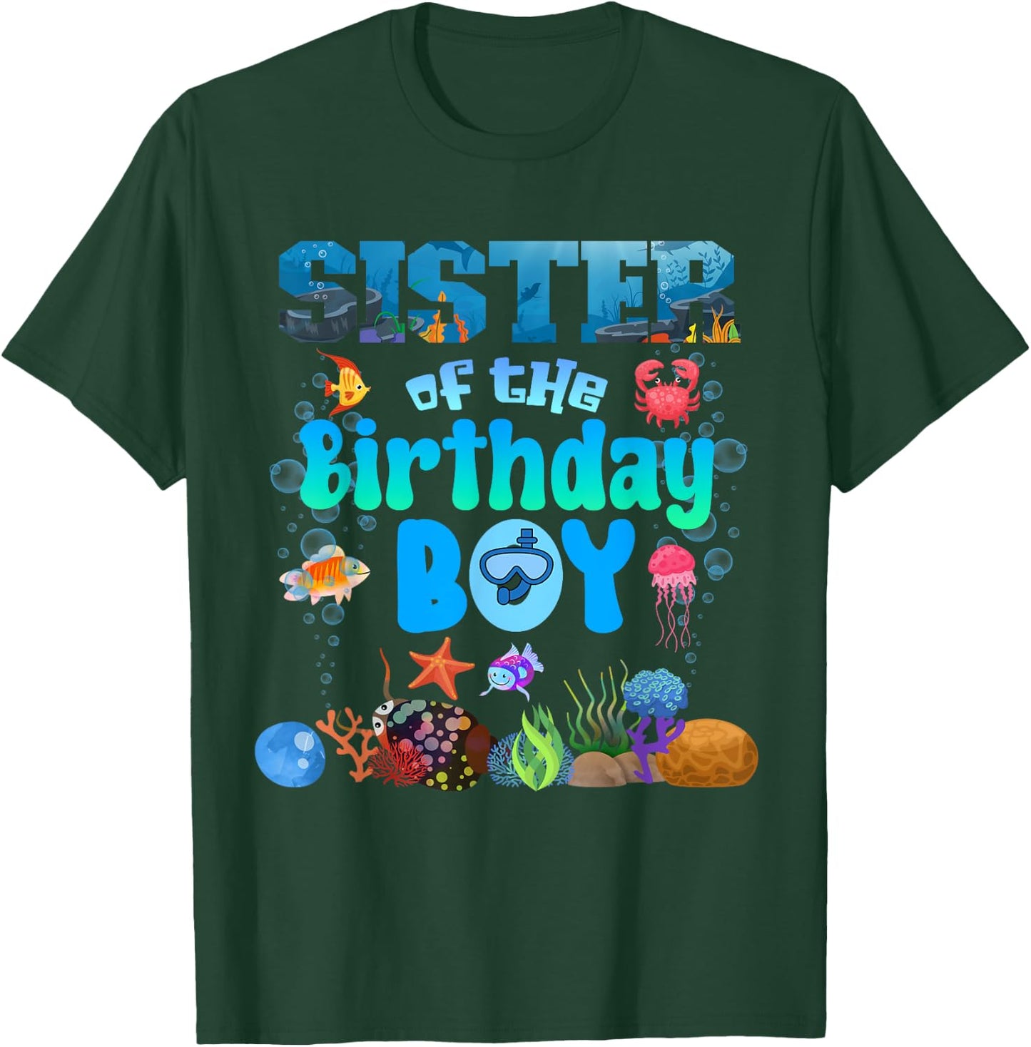 Sister Of The Birthday Boy Aquarium Sea Animals Matching T-Shirt - T-Shirt | Forest