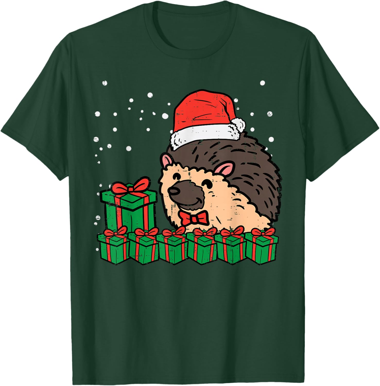 Christmas Hedgehog Santa Cute Xmas Porcupine Men Women Kids T-Shirt - T-Shirt | Forest