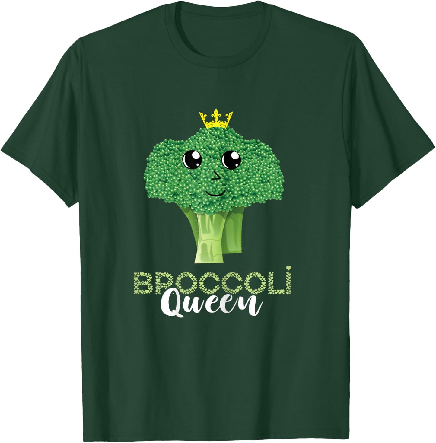 Broccoli Queen Crown Vegetarian Eating Broccoli Vegan T-Shirt - T-Shirt | Forest