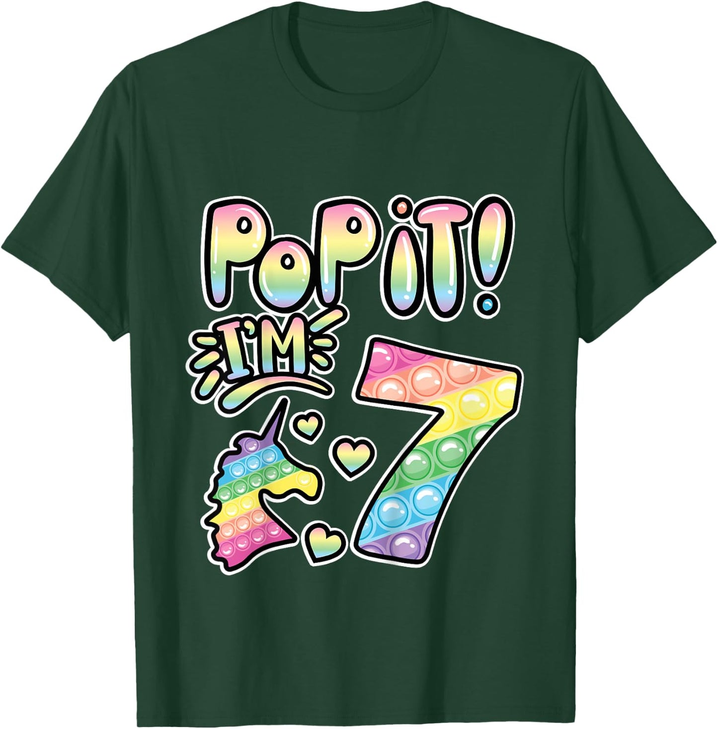 Kids Pop It 7th Birthday Girls Boys 7 Years Old Fidget T-Shirt - T-Shirt | Forest