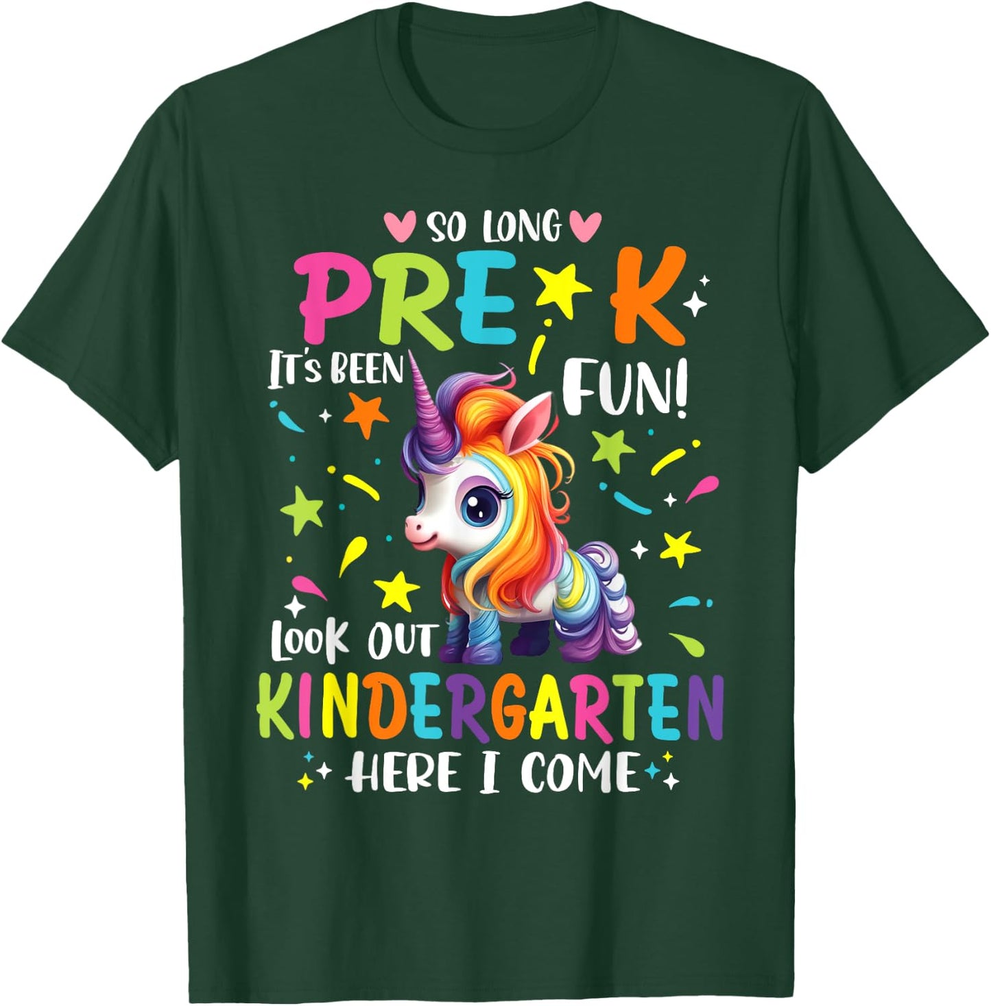 So Long Pre-K Kindergarten Here I Come Unicorn Graduation T-Shirt - T-Shirt | Forest