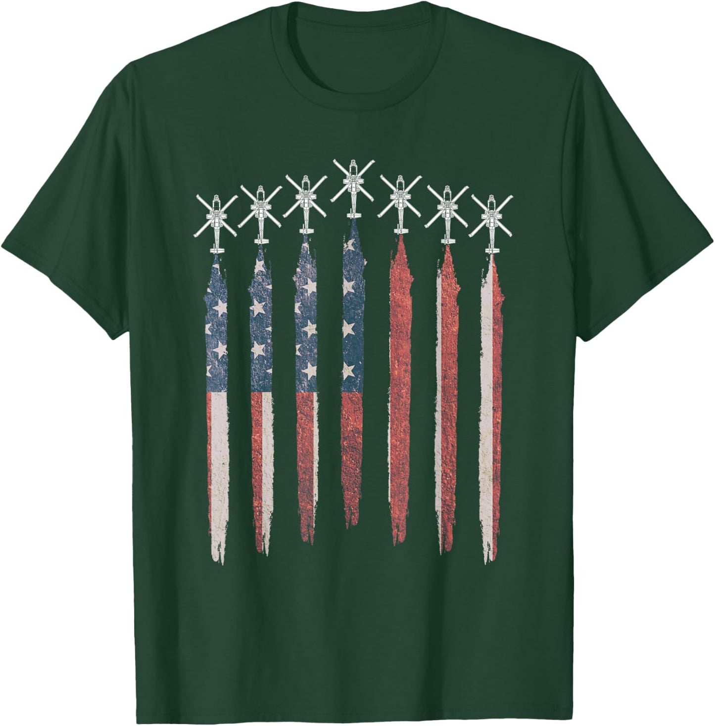 AH64 Apache Helicopter American Flag Apache Squadron T-Shirt - T-Shirt | Forest