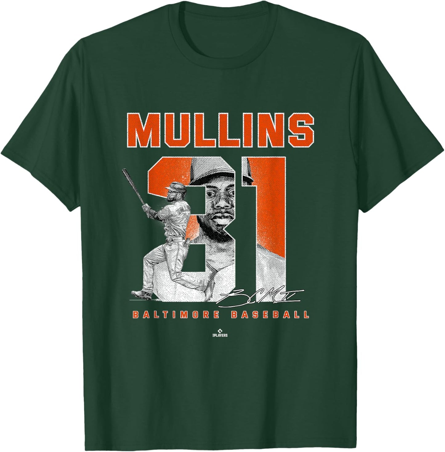 Number and Portrait Cedric Mullins Baltimore MLBPA T-Shirt - T-Shirt | Forest