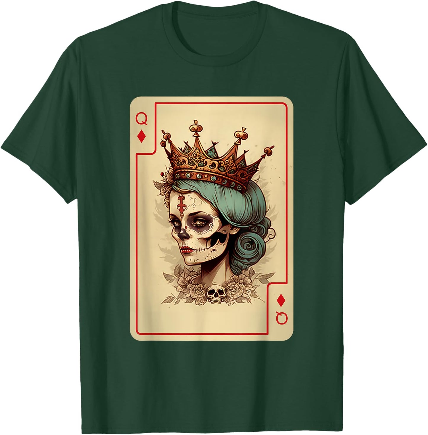 Diamond Queen Gothic Poker Card Game Creepy Queen of Diamond T-Shirt - T-Shirt | Forest