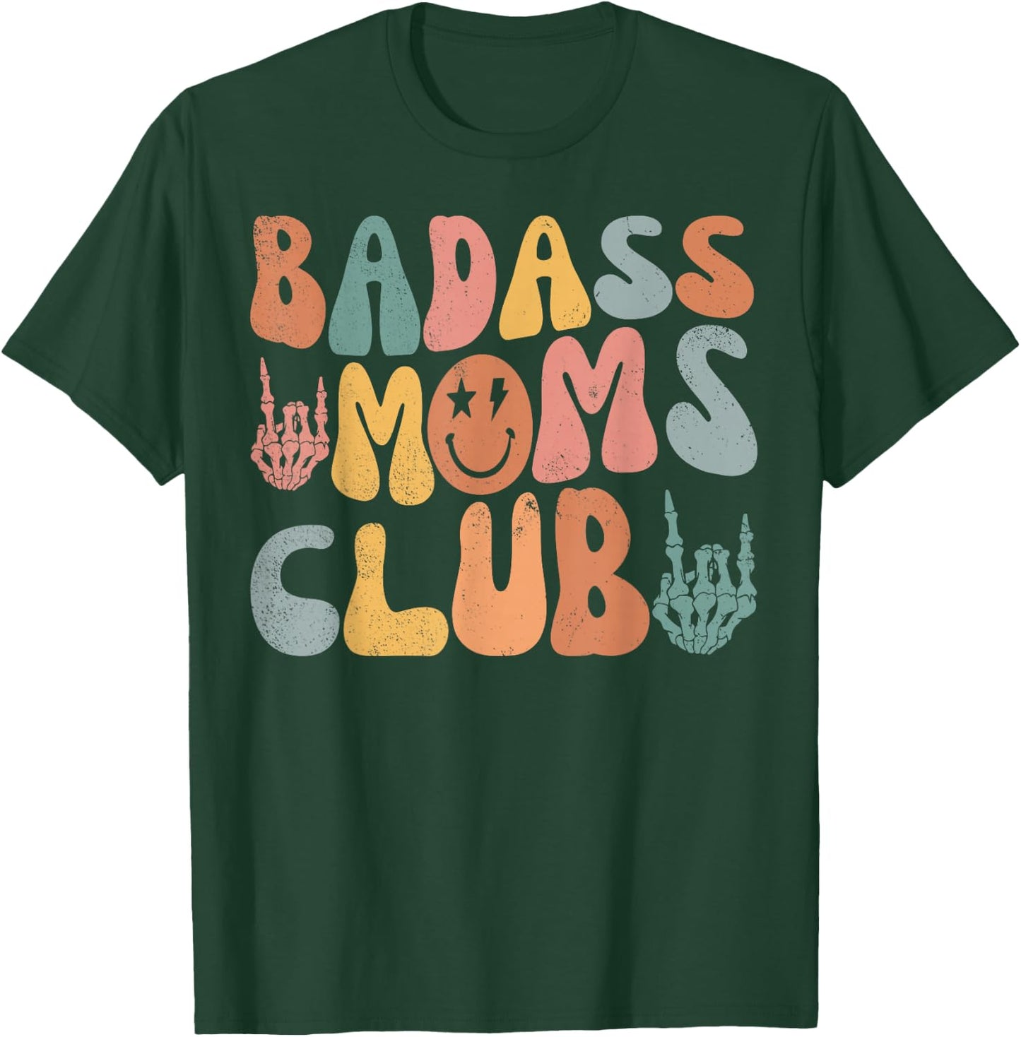 Groovy Badass Moms Club Cool Mom Funny Family Humor Retro T-Shirt - T-Shirt | Forest
