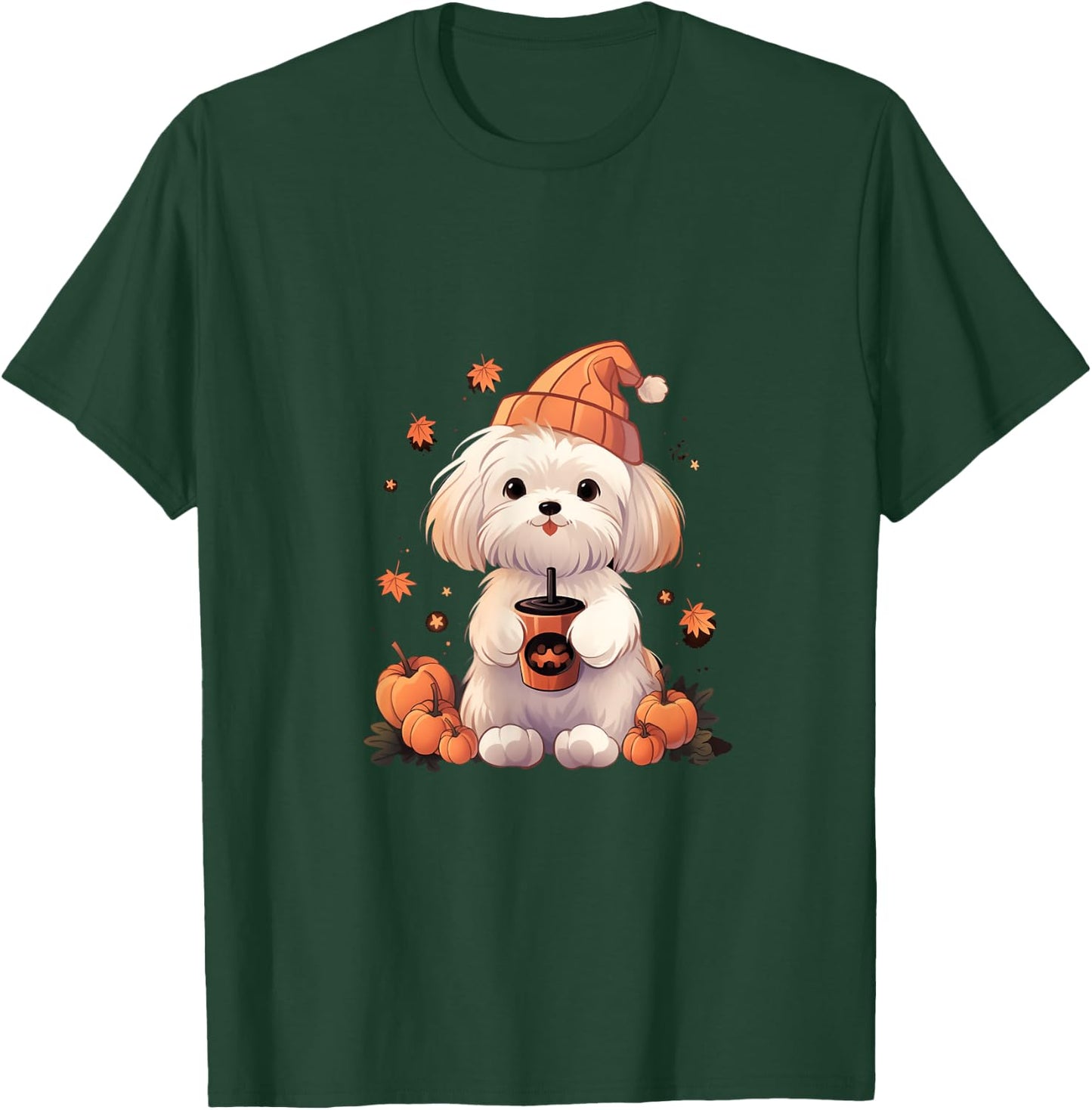 Maltese Pumpkin Spice Latte Fall Thanksgiving Halloween T-Shirt - T-Shirt | Forest
